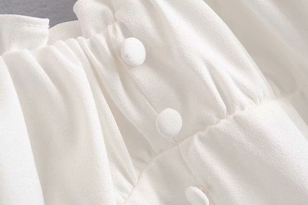 Summer Trendy Lovely Women Fashion Elastic Short Puff Sleeve Floral Printed Scoop Neck Cropped Blouse Top