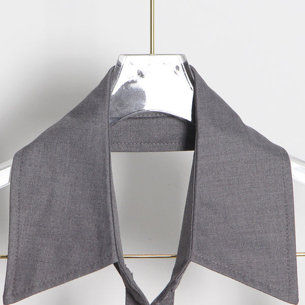 Trendy Romance Women Grey Halter Neck Polo Collar Off Shoulder Puff Long Sleeves Club Party Top