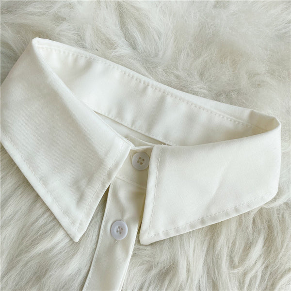 Trend Women White Halter Neck Polo Collar Off Shoulder Puff Long Sleeves Club Party Crop Top Blouse