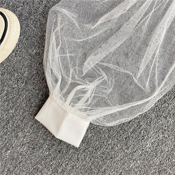 Trend Women White Halter Neck Polo Collar Off Shoulder Puff Long Sleeves Club Party Crop Top Blouse