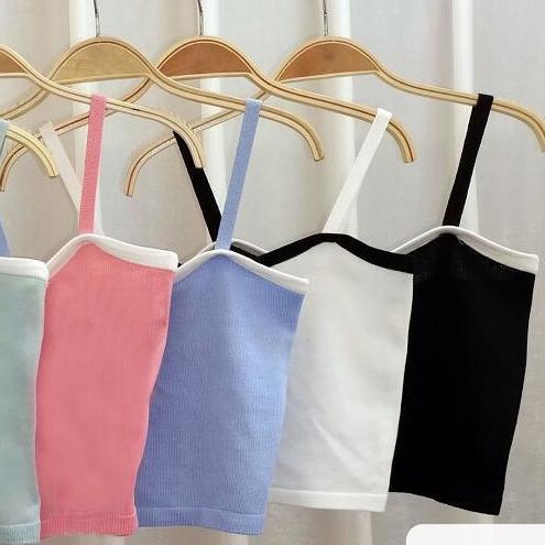 Chic Women Lovely Spaghetti Strap Sling Square Neck Bow Tanktop Outer Wear Camisole Tube Top