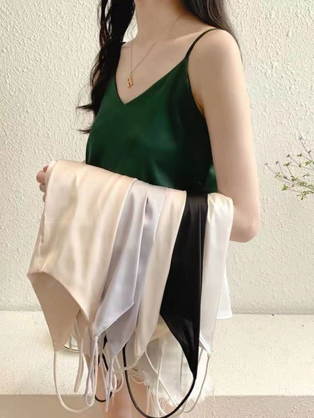 Temperament Women Camisole Silk Vest Sexy Sleeveless V Neck Design Suit Casual Halter Tops Top