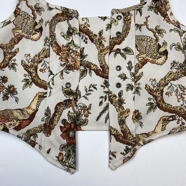 Summer Women Retro Wrap Palace Waist Tie Straps Round Neck Floral Printed Vest Outer Wear Crop Top