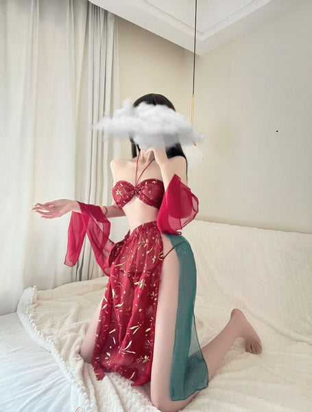 Fancy Ladies Large Size Sexy Cosplay Lingerie Halter Neck Tube top Night Sleep Wear Dress