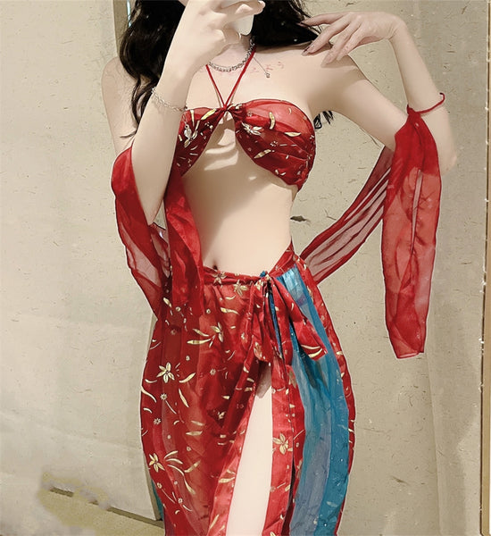 Fancy Ladies Large Size Sexy Cosplay Lingerie Halter Neck Tube top Night Sleep Wear Dress