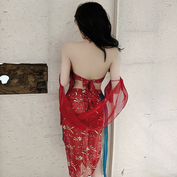 Fancy Ladies Large Size Sexy Cosplay Lingerie Halter Neck Tube top Night Sleep Wear Dress