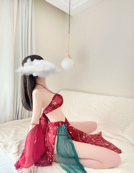 Fancy Ladies Large Size Sexy Cosplay Lingerie Halter Neck Tube top Night Sleep Wear Dress