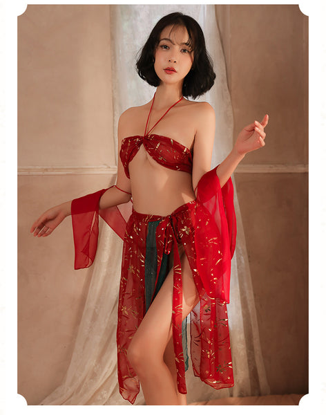 Fancy Ladies Large Size Sexy Cosplay Lingerie Halter Neck Tube top Night Sleep Wear Dress