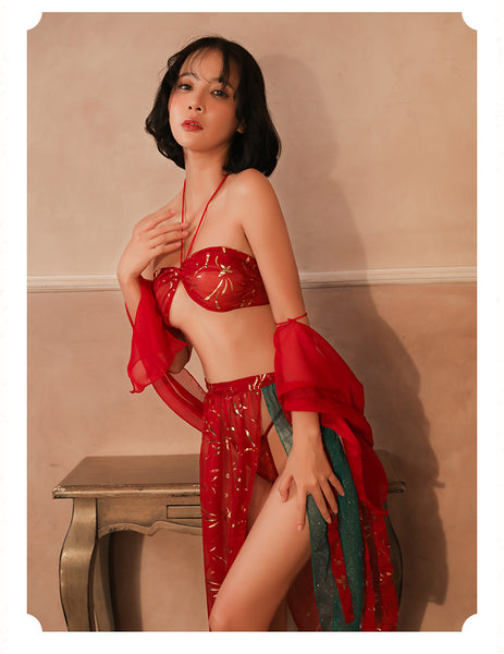 Fancy Ladies Large Size Sexy Cosplay Lingerie Halter Neck Tube top Night Sleep Wear Dress