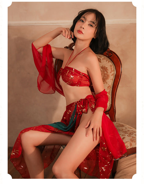 Fancy Ladies Large Size Sexy Cosplay Lingerie Halter Neck Tube top Night Sleep Wear Dress
