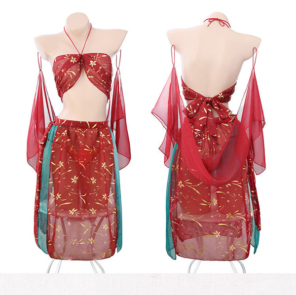 Fancy Ladies Large Size Sexy Cosplay Lingerie Halter Neck Tube top Night Sleep Wear Dress