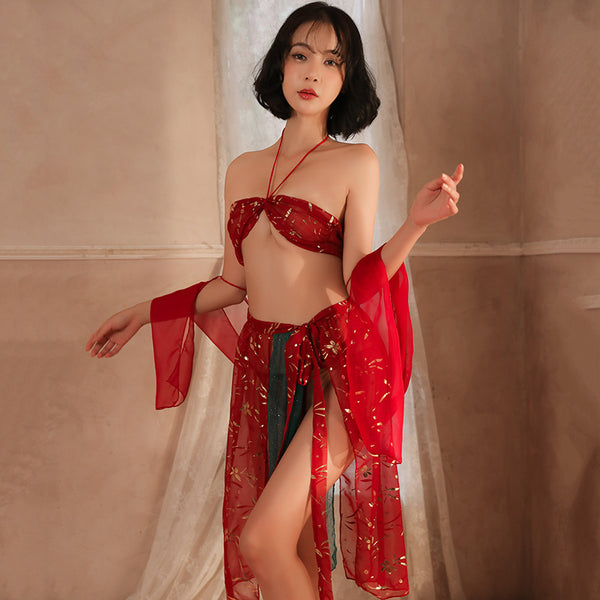 Fancy Ladies Large Size Sexy Cosplay Lingerie Halter Neck Tube top Night Sleep Wear Dress