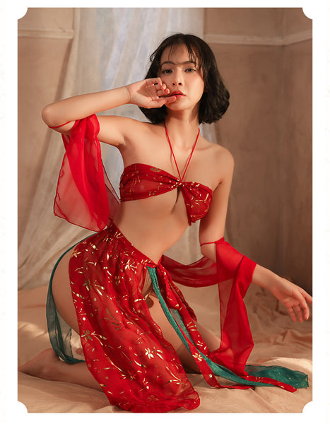 Fancy Ladies Large Size Sexy Cosplay Lingerie Halter Neck Tube top Night Sleep Wear Dress