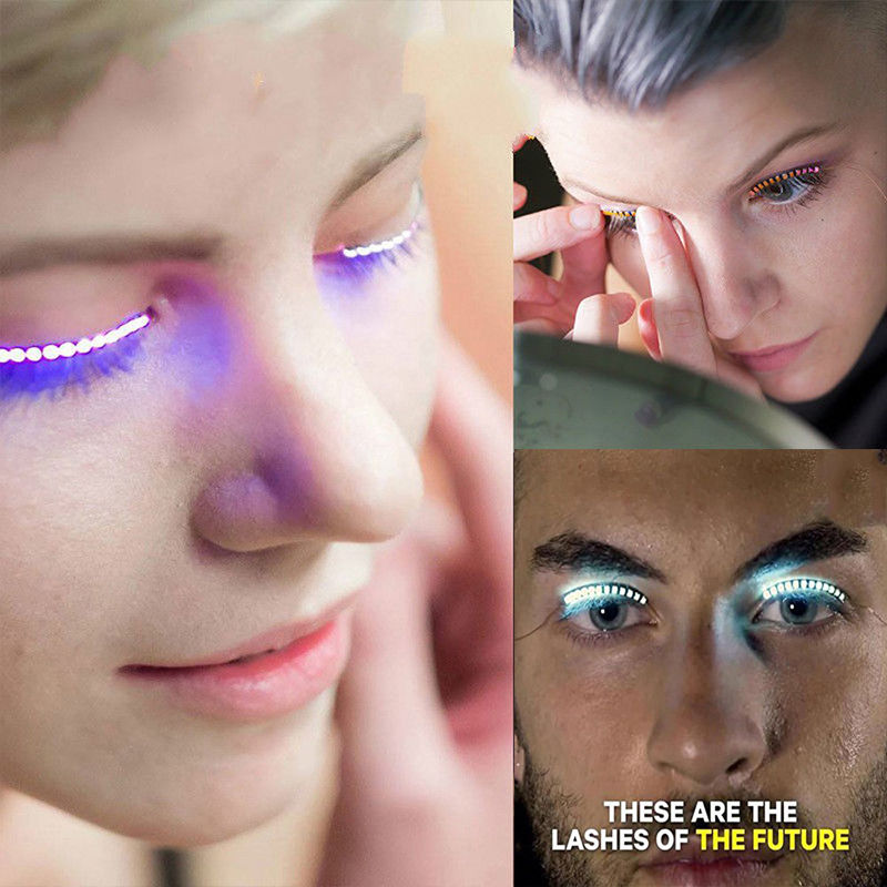 2 Pair LED Blue Color Luminous Eyelash Light Up Fashion False Eye Lash Party Icon Club Bar