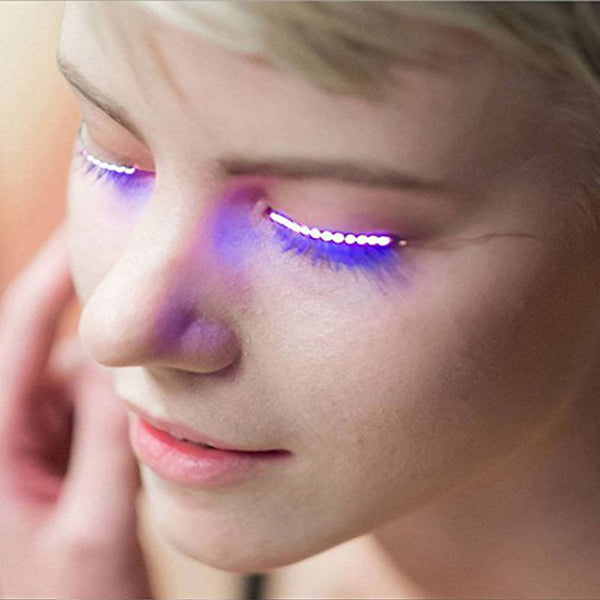 2 Pair LED Blue Color Luminous Eyelash Light Up Fashion False Eye Lash Party Icon Club Bar