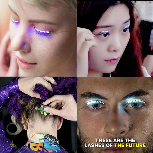 2 Pair LED Blue Color Luminous Eyelash Light Up Fashion False Eye Lash Party Icon Club Bar