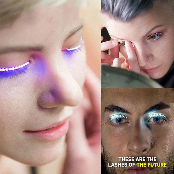 2 Pair LED Blue Color Luminous Eyelash Light Up Fashion False Eye Lash Party Icon Club Bar
