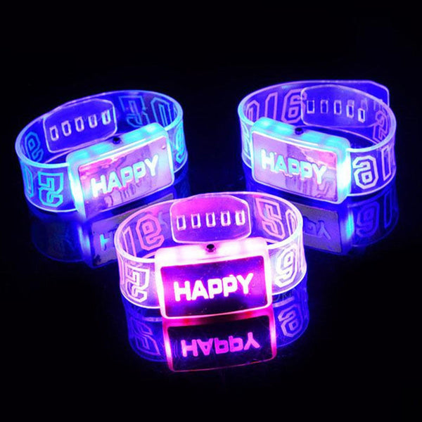 Happy Letter Voice Activated Sound Control Led Flashing Night Club Bracelet Wristband