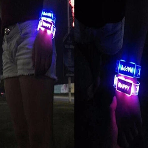 Happy Letter Voice Activated Sound Control Led Flashing Night Club Bracelet Wristband