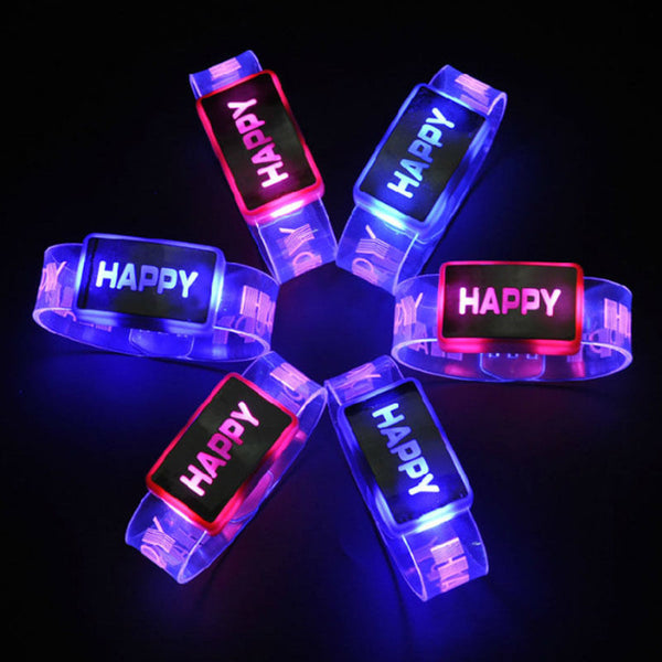 Happy Letter Voice Activated Sound Control Led Flashing Night Club Bracelet Wristband