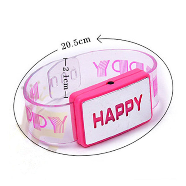 Happy Letter Voice Activated Sound Control Led Flashing Night Club Bracelet Wristband