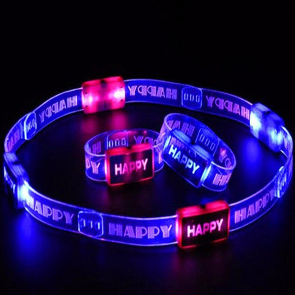 Happy Letter Voice Activated Sound Control Led Flashing Night Club Bracelet Wristband