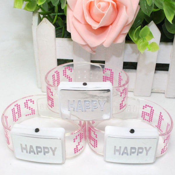 Happy Letter Voice Activated Sound Control Led Flashing Night Club Bracelet Wristband