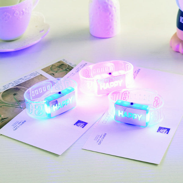 Happy Letter Voice Activated Sound Control Led Flashing Night Club Bracelet Wristband