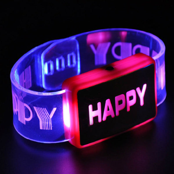 Happy Letter Voice Activated Sound Control Led Flashing Night Club Bracelet Wristband