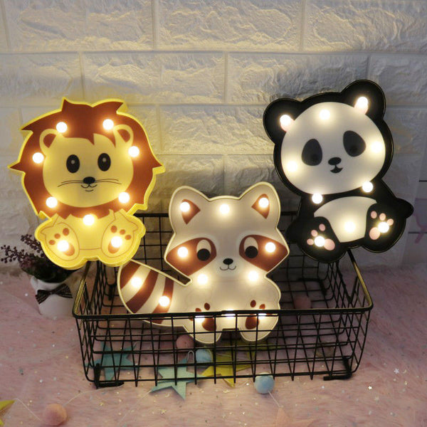 Lovely Animal lion panda raccoon decorative lamp Baby Child Bedroom Night Lights