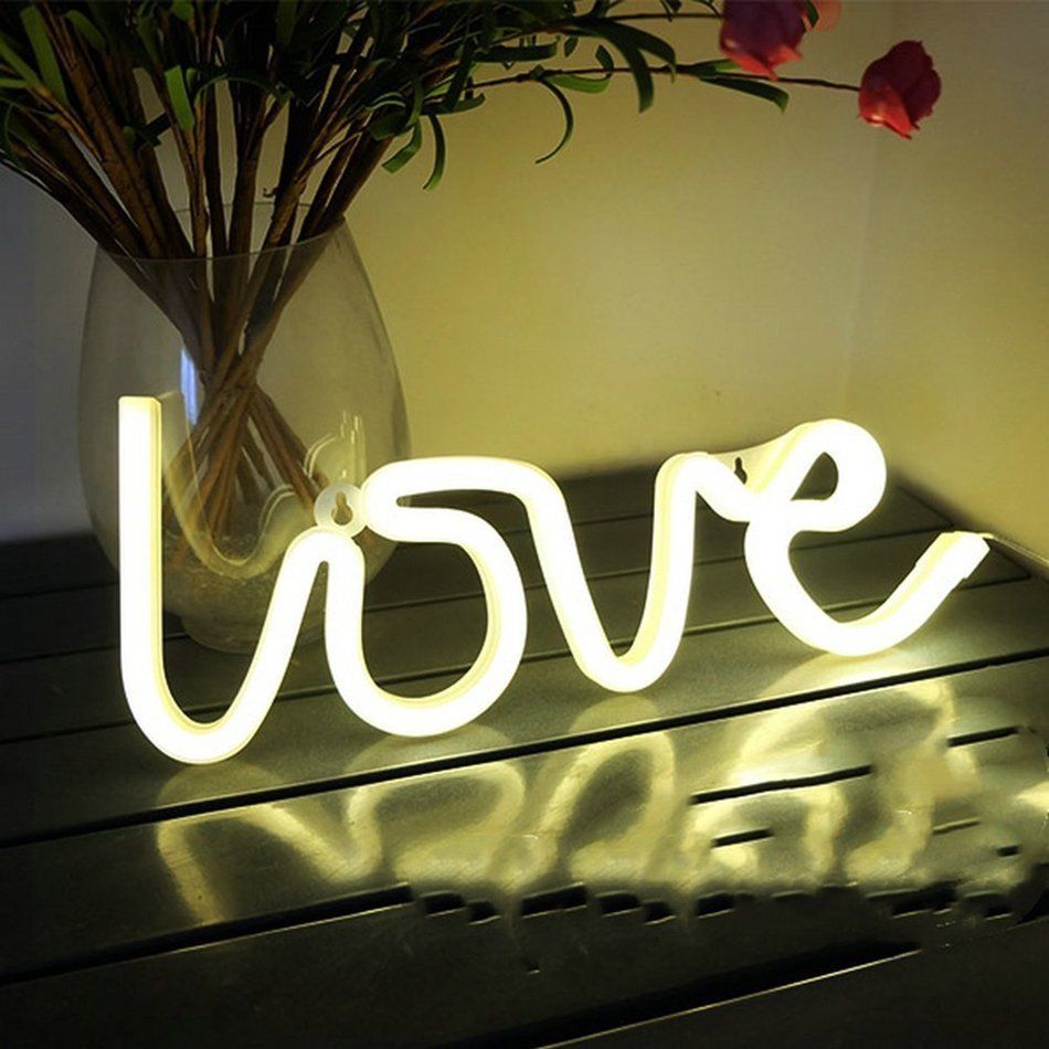 Romantic LOVE Shape LED Neon Light Home Children Bedroom Wall Decoration Light
