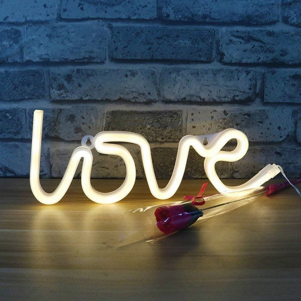 Romantic LOVE Shape LED Neon Light Home Children Bedroom Wall Decoration Light