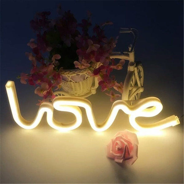 Romantic LOVE Shape LED Neon Light Home Children Bedroom Wall Decoration Light
