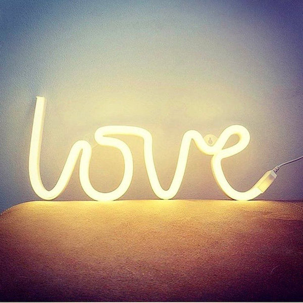 Romantic LOVE Shape LED Neon Light Home Children Bedroom Wall Decoration Light