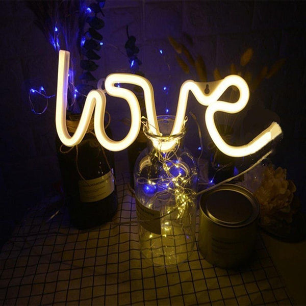 Romantic LOVE Shape LED Neon Light Home Children Bedroom Wall Decoration Light