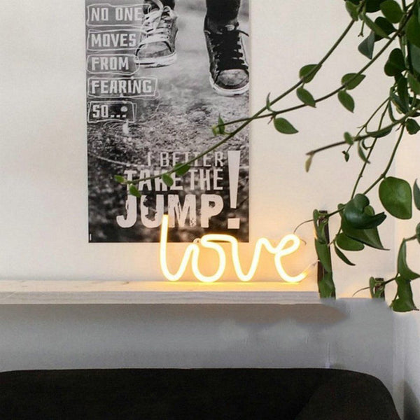 Romantic LOVE Shape LED Neon Light Home Children Bedroom Wall Decoration Light