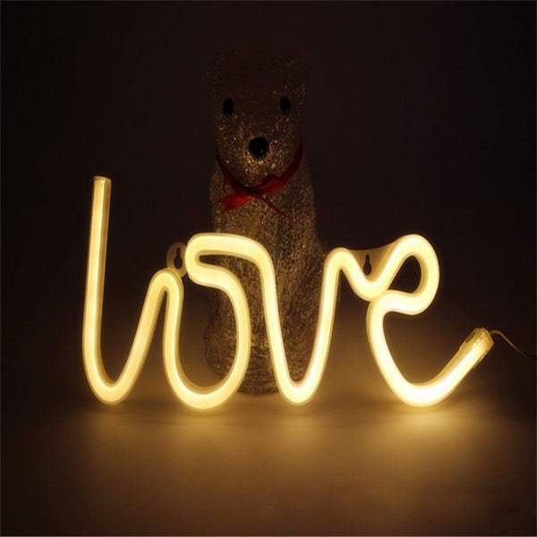Romantic LOVE Shape LED Neon Light Home Children Bedroom Wall Decoration Light