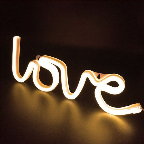 Romantic LOVE Shape LED Neon Light Home Children Bedroom Wall Decoration Light