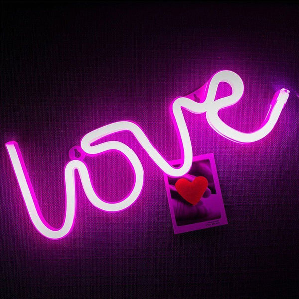 Romantic LOVE Shape Pink LED Neon Light Home Children Bedroom Decoration Light