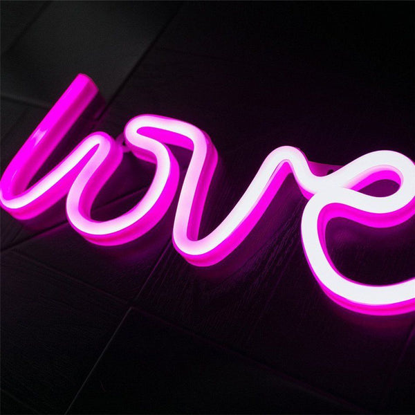 Romantic LOVE Shape Pink LED Neon Light Home Children Bedroom Decoration Light