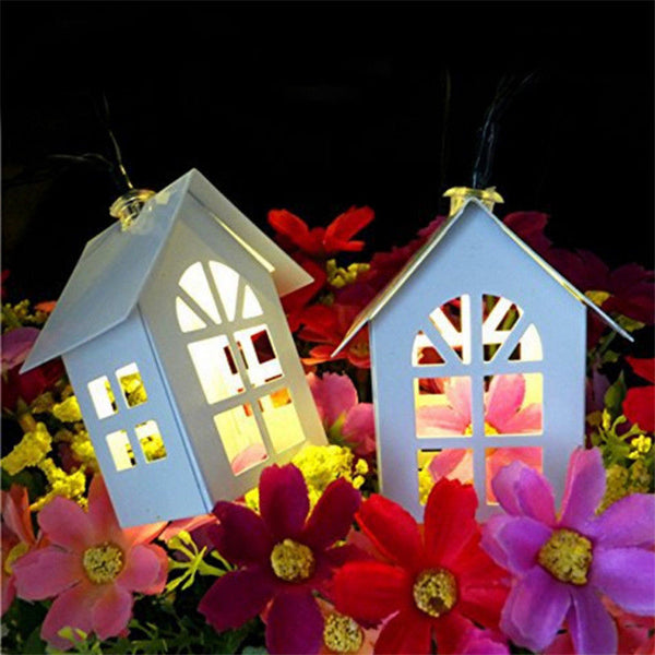 LED Wooden House Decoration String Fairy Light Holiday Lamp Xmas Tree Balcony