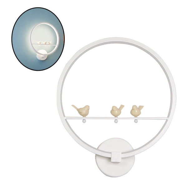 Round Wall LED Modern Creative Bed Lamp Bedroom Living Room Birds Chamber Light