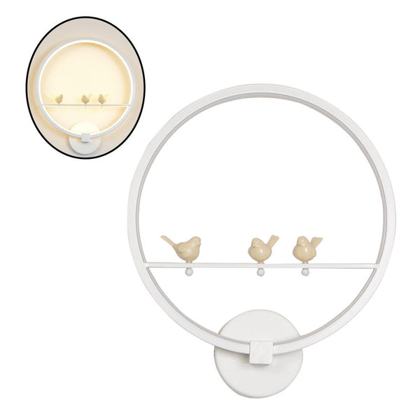 Round Wall LED Modern Creative Bed Lamp Bedroom Living Room Birds Chamber Light