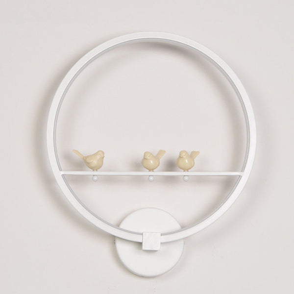 Round Wall LED Modern Creative Bed Lamp Bedroom Living Room Birds Chamber Light