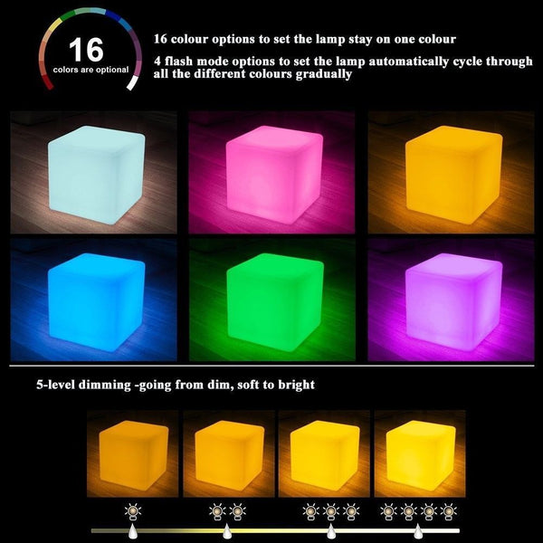 20CM Waterproof LED Dimmable Light 16 RGB Color Changing Cube For Kids Children