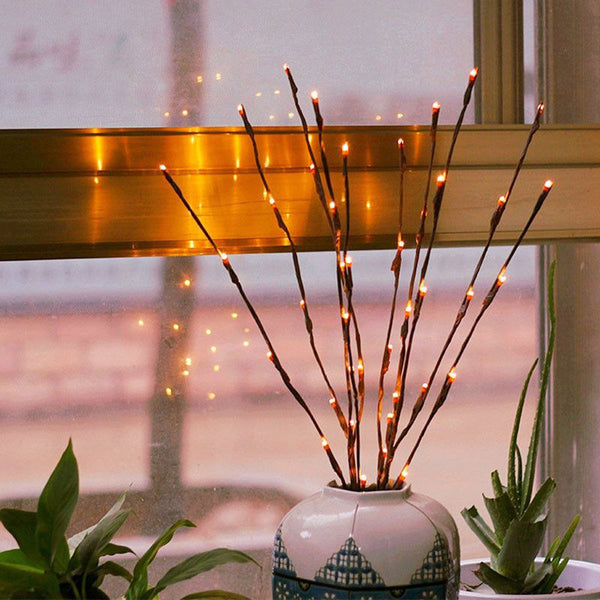 3V 20 LED Warm White Lights Willow Twig Lighted Branch For Home Decoration 80CM