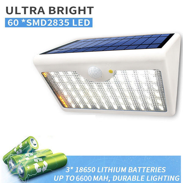 60 LED Solar Light 1300lm Super Bright Outdoor Wall Yard Garden Solar Lamps