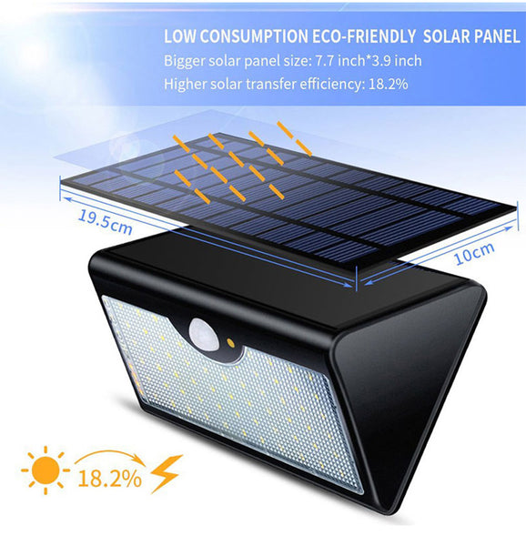 60 LED Solar Light 1300lm Super Bright Outdoor Wall Yard Garden Solar Lamps