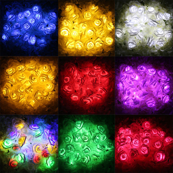 Rose Fairy String Flower Wedding Party Led Lights Christmas Decor Garden Light