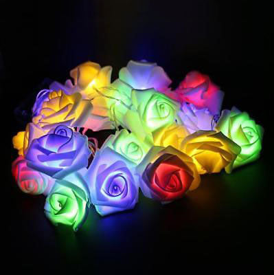 Rose Fairy String Flower Wedding Party Led Lights Christmas Decor Garden Light